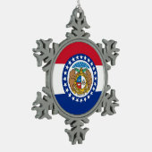 スノーフレークオーナメントミズーリ州旗 スノーフレークピューターオーナメント (左)