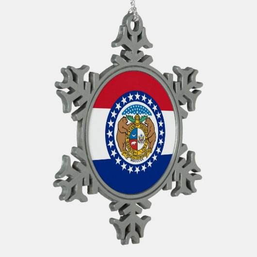 スノーフレークオーナメントミズーリ州旗 スノーフレークピューターオーナメント (左)