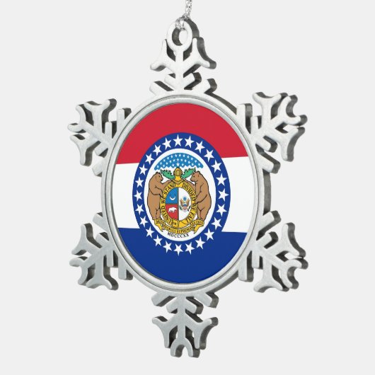 スノーフレークオーナメントミズーリ州旗 スノーフレークピューターオーナメント (右)