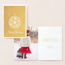 スノーフレークオーナメントメリークリスマスフォイルカード 箔カード