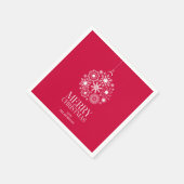 スノーフレークオーナメントメリークリスマス紙ナプキンス スタンダードカクテルナプキン (角)