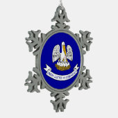 スノーフレークオーナメントルイジアナ州旗 スノーフレークピューターオーナメント (左)