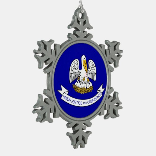 スノーフレークオーナメントルイジアナ州旗 スノーフレークピューターオーナメント (左)