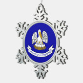 スノーフレークオーナメントルイジアナ州旗 スノーフレークピューターオーナメント (右)