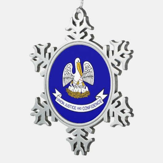 スノーフレークオーナメントルイジアナ州旗 スノーフレークピューターオーナメント (右)