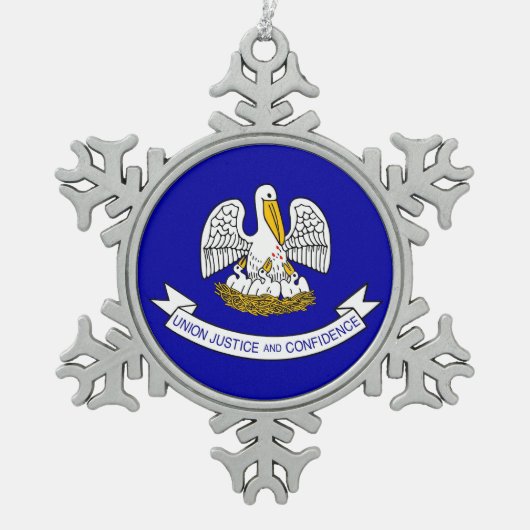 スノーフレークオーナメントルイジアナ州旗 スノーフレークピューターオーナメント (正面)