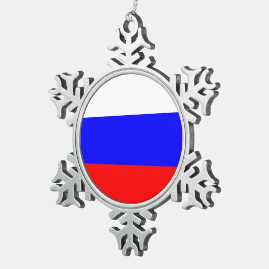 スノーフレークオーナメントロシア国旗 スノーフレークピューターオーナメント (右)