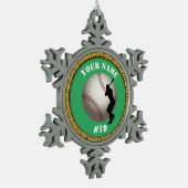 スノーフレークオーナメント野球 – 名前と番号の追加 スノーフレークピューターオーナメント (左)