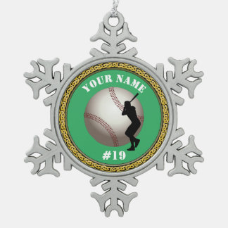 スノーフレークオーナメント野球 – 名前と番号の追加 スノーフレークピューターオーナメント