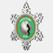 スノーフレークオーナメント野球 – 名前と番号の追加 スノーフレークピューターオーナメント (右)