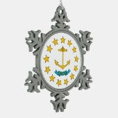 スノーフレークオーナメント、ロードアイランド州旗 スノーフレークピューターオーナメント (左)