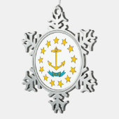 スノーフレークオーナメント、ロードアイランド州旗 スノーフレークピューターオーナメント (右)