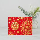 スノーフレークオーナメント 箔招待状ポストカード (立ち正面)