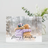 スノーフレークオーバーレイ写真クリスマス シーズンカード (スタンド正面)