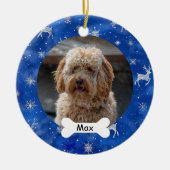 スノーフレークカスタムトナカイのペット犬の写真 セラミックオーナメント (正面)