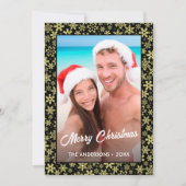 スノーフレークカスタムフォトブラック&金ゴールド2サイドデザイン シーズンカード (正面)