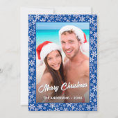 スノーフレークカスタムフォト2サイドデザインブエレガントルー シーズンカード (正面)