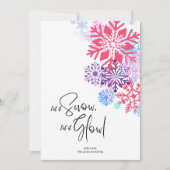 スノーフレークカラフルクリスマス応援ホリデーカード 招待状 (正面)