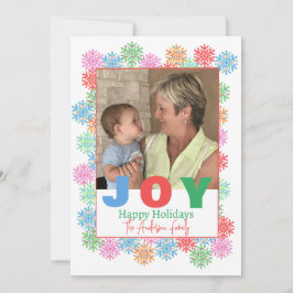 スノーフレークカラフルフォトホリデーカード 招待状