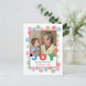 スノーフレークカラフルフォトホリデーポストカード ポストカード (スタンド正面)