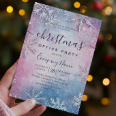 スノーフレークカラフルホリデーオフィスパーティー 招待状