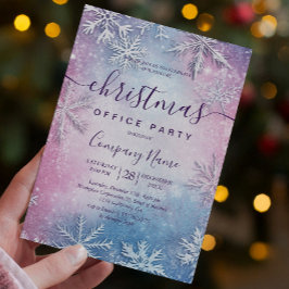 スノーフレークカラフルホリデーオフィスパーティー 招待状