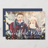 スノーフレークキスと心からの願い |家族の写真 シーズンカード (正面/裏面)