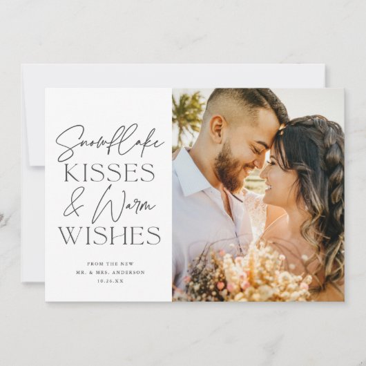 スノーフレークキス新婚クリスマス3枚の写真 シーズンカード (正面)