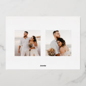 スノーフレークキス新婚クリスマス3枚の写真 箔シーズンカード (裏面)