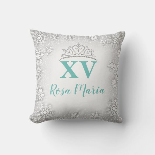 スノーフレークキンセアニララインストーンクラウンピロー クッション (正面)