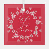 スノーフレークギィ初めてのクリスマス ガラスオーナメント (正面)