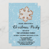 スノーフレーククッキーホリデークリスマスパーティーブルースノー 招待状 (正面/裏面)