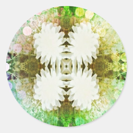 スノーフレーククラシックラウンドステッカー、光沢 ラウンドシール (正面)