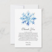 スノーフレーククリスマスウィンターテーマブライダルシャワー サンキューカード (正面)