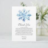 スノーフレーククリスマスウィンターテーマブライダルシャワー サンキューカード (スタンド正面)