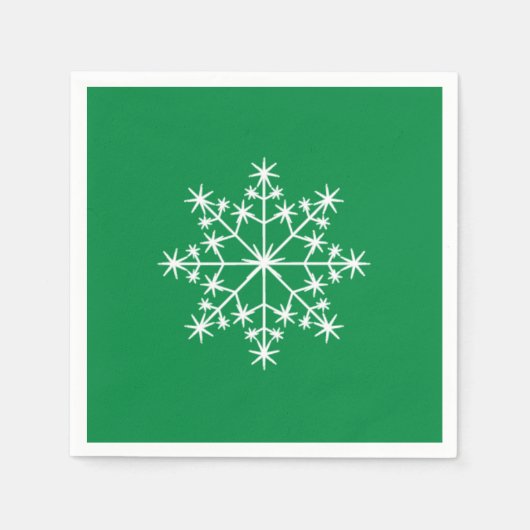 スノーフレーククリスマスクリスマスグリーンホリデー スタンダードカクテルナプキン (正面)