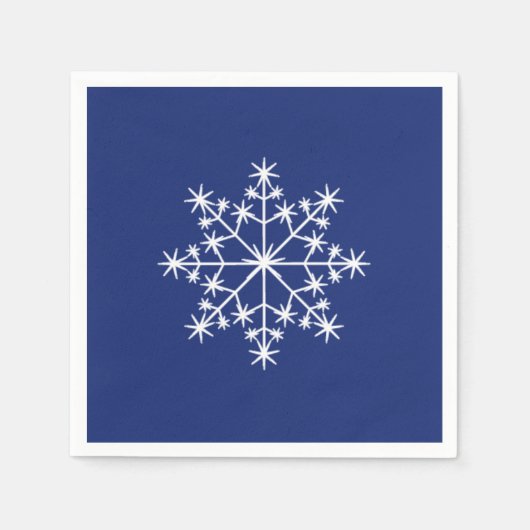 スノーフレーククリスマスクリスマスブルーホリデー スタンダードカクテルナプキン (正面)