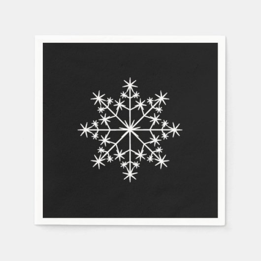 スノーフレーククリスマスクリスマスホリデー白黒 スタンダードカクテルナプキン (正面)