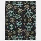 スノーフレーククリスマスグリーン金ゴールド フリースブランケット (正面)