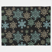 スノーフレーククリスマスグリーン金ゴールド フリースブランケット (正面(横))