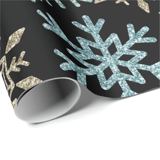 スノーフレーククリスマスグリーン金ゴールド ラッピングペーパー (ロールコーナー)