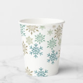 スノーフレーククリスマスグリーン金ゴールド 紙コップ (裏面)