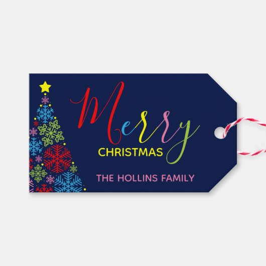 スノーフレーククリスマスツリーギフトラベル ギフトタグ (正面(横))
