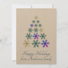 スノーフレーククリスマスツリーパーソナライズされたホリデーカード