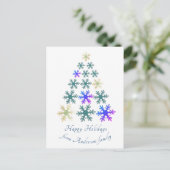 スノーフレーククリスマスツリーパーソナライズされたホリデー シーズンポストカード (スタンド正面)