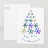 スノーフレーククリスマスツリーパーソナライズされたホリデー シーズンポストカード (正面/裏面)