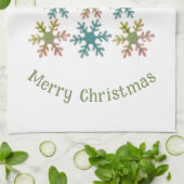 スノーフレーククリスマスツリーミニマリストホリデー キッチンタオル (折り畳み)