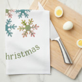 スノーフレーククリスマスツリーミニマリストホリデー キッチンタオル (四つ折り)