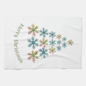 スノーフレーククリスマスツリーミニマリストホリデー キッチンタオル (横)