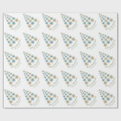 スノーフレーククリスマスツリーミニマリストホリデー ラッピングペーパー (フラット)